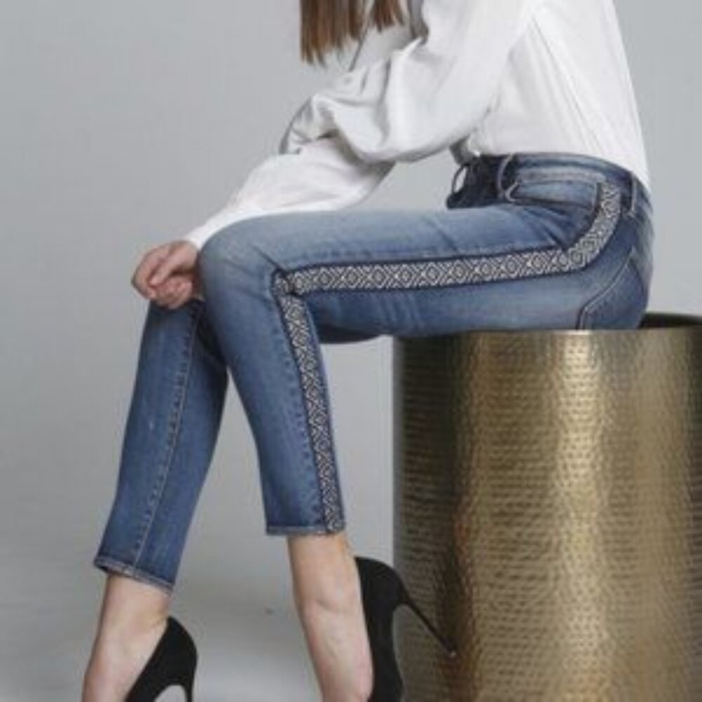 DRIFTWOOD Jackie Skinny Tapestry Side Stripe Jeans